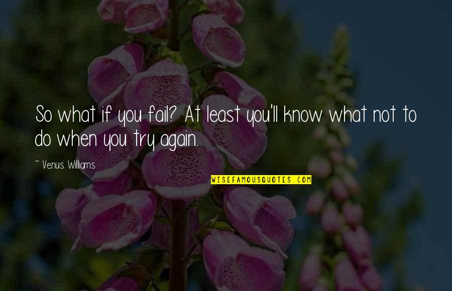 Fail Try Again Quotes By Venus Williams: So what if you fail? At least you'll