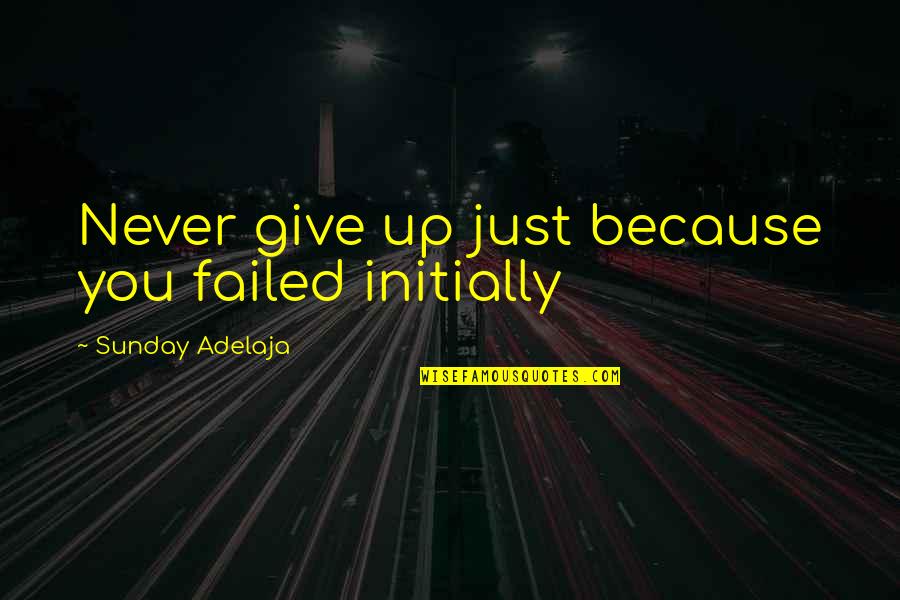 Failed Life Quotes By Sunday Adelaja: Never give up just because you failed initially