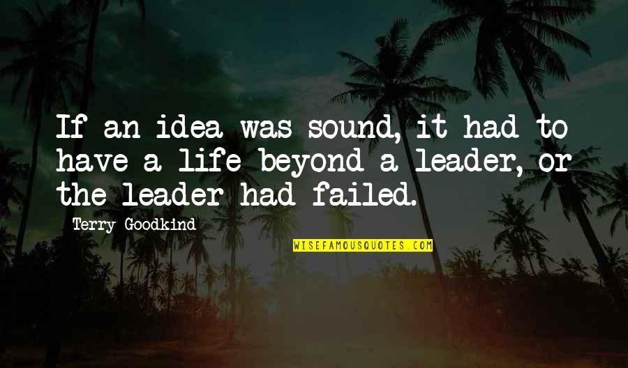 Failed Life Quotes By Terry Goodkind: If an idea was sound, it had to