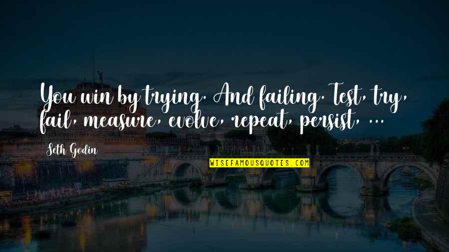 Failing A Test Quotes By Seth Godin: You win by trying. And failing. Test, try,
