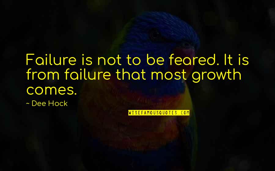 Failure And Growth Quotes By Dee Hock: Failure is not to be feared. It is