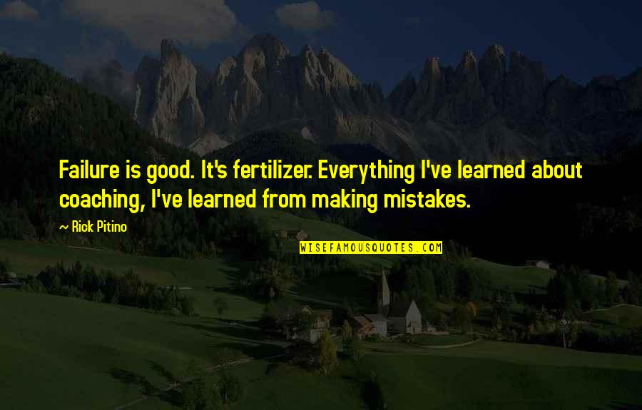 Failure And Mistakes Quotes By Rick Pitino: Failure is good. It's fertilizer. Everything I've learned