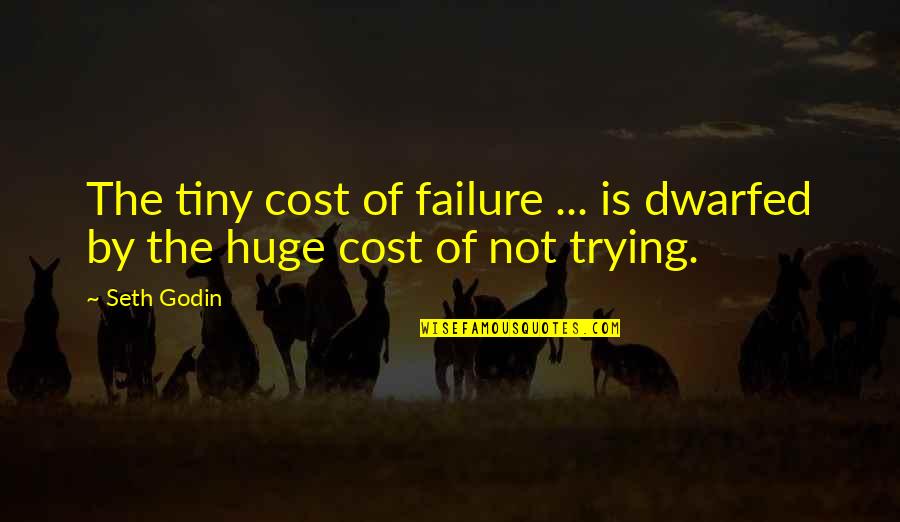 Failure And Not Trying Quotes By Seth Godin: The tiny cost of failure ... is dwarfed