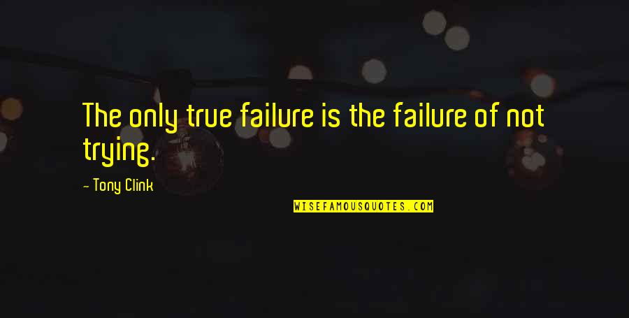 Failure And Not Trying Quotes By Tony Clink: The only true failure is the failure of