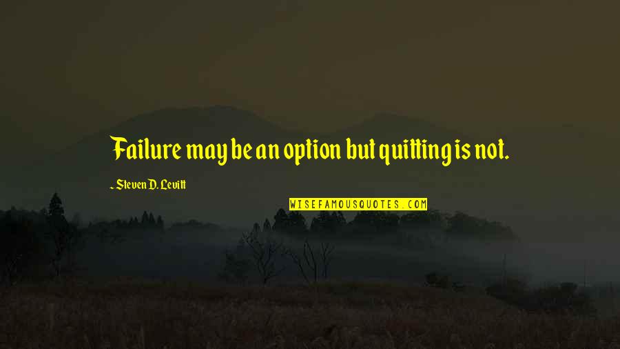 Failure And Quitting Quotes By Steven D. Levitt: Failure may be an option but quitting is