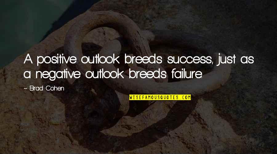 Failure Breeds Success Quotes By Brad Cohen: A positive outlook breeds success, just as a