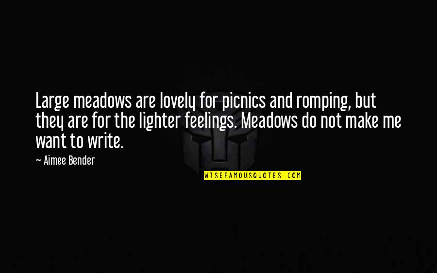 Failure Brings Success Quotes By Aimee Bender: Large meadows are lovely for picnics and romping, Failure Brings Success Quotes By Aimee Bender: Large meadows are lovely for picnics and romping,