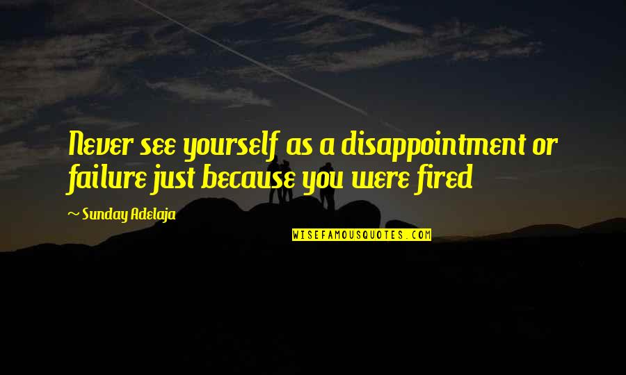 Failure In Job Quotes By Sunday Adelaja: Never see yourself as a disappointment or failure
