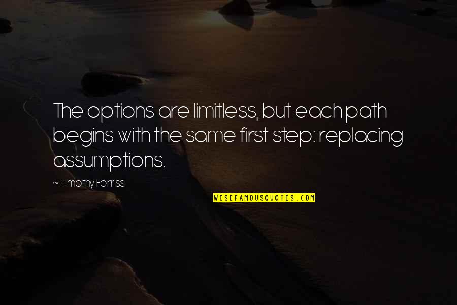 Failure Is The Path To Success Quotes By Timothy Ferriss: The options are limitless, but each path begins