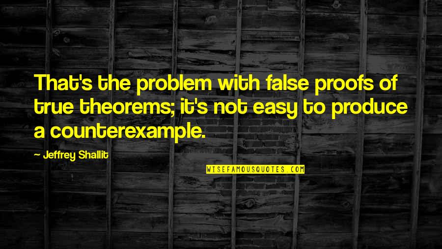 Fairness In Competition Quotes By Jeffrey Shallit: That's the problem with false proofs of true