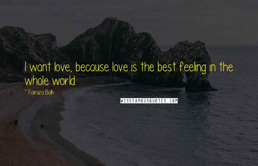 Fairuza Balk quotes: I want love, because love is the best feeling in the whole world.