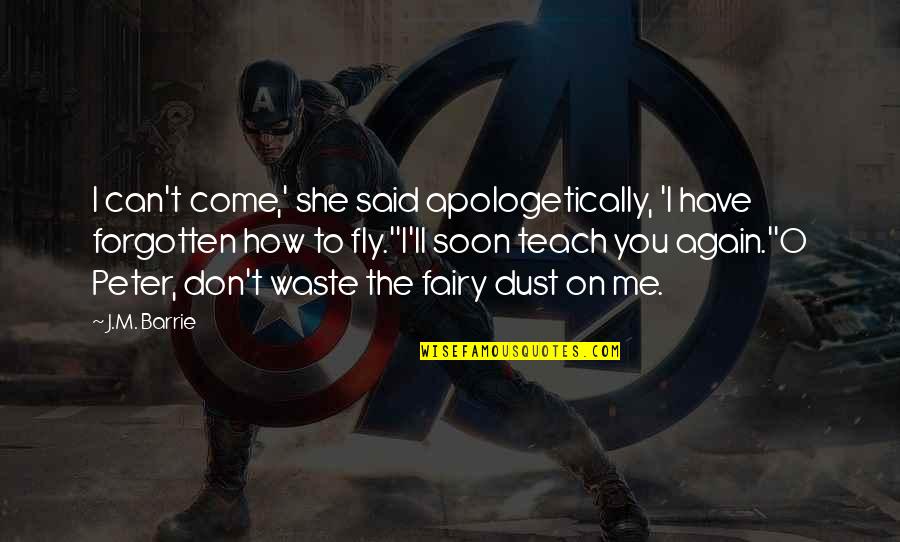 Fairy Dust Quotes By J.M. Barrie: I can't come,' she said apologetically, 'I have