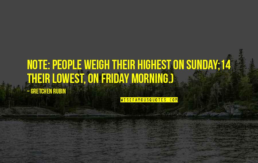 Fairy Tail Happy Funny Quotes By Gretchen Rubin: Note: people weigh their highest on Sunday;14 their