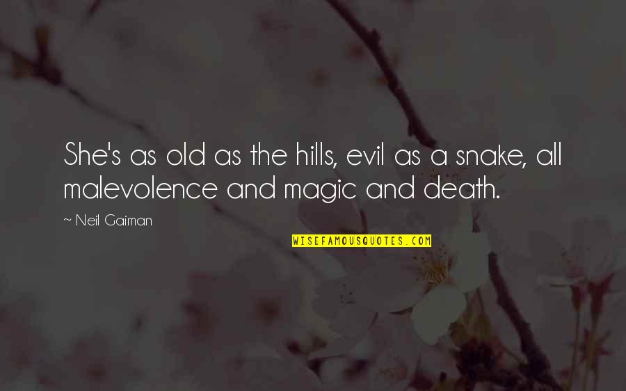 Fairy Tales And Magic Quotes By Neil Gaiman: She's as old as the hills, evil as