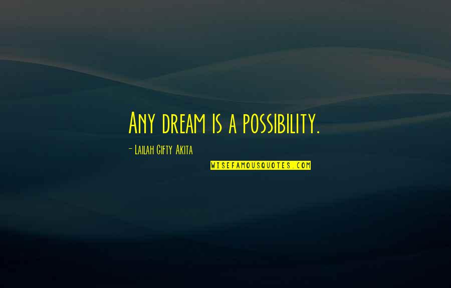 Faith And Miracles Quotes By Lailah Gifty Akita: Any dream is a possibility.