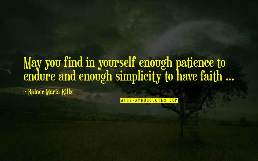 Faith And Patience Quotes By Rainer Maria Rilke: May you find in yourself enough patience to