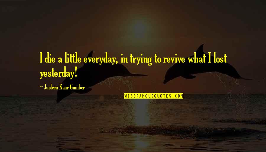 Faith Death Quotes By Jasleen Kaur Gumber: I die a little everyday, in trying to
