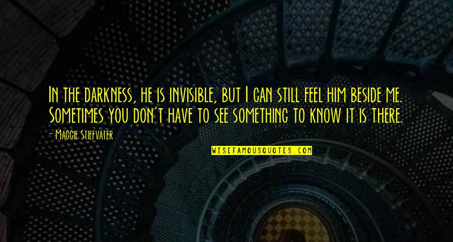 Faith In Love Quotes By Maggie Stiefvater: In the darkness, he is invisible, but I