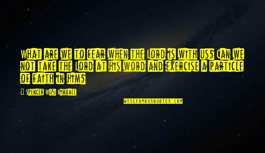 Faith In The Lord Quotes By Spencer W. Kimball: What are we to fear when the Lord