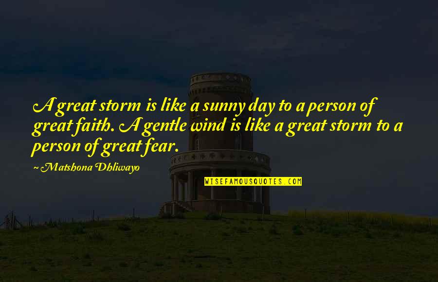 Faith Is Like Quotes By Matshona Dhliwayo: A great storm is like a sunny day