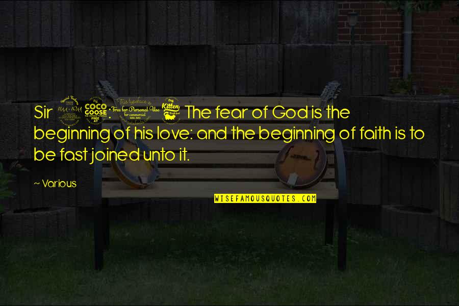 Faith Love God Quotes By Various: Sir 25:16 The fear of God is the