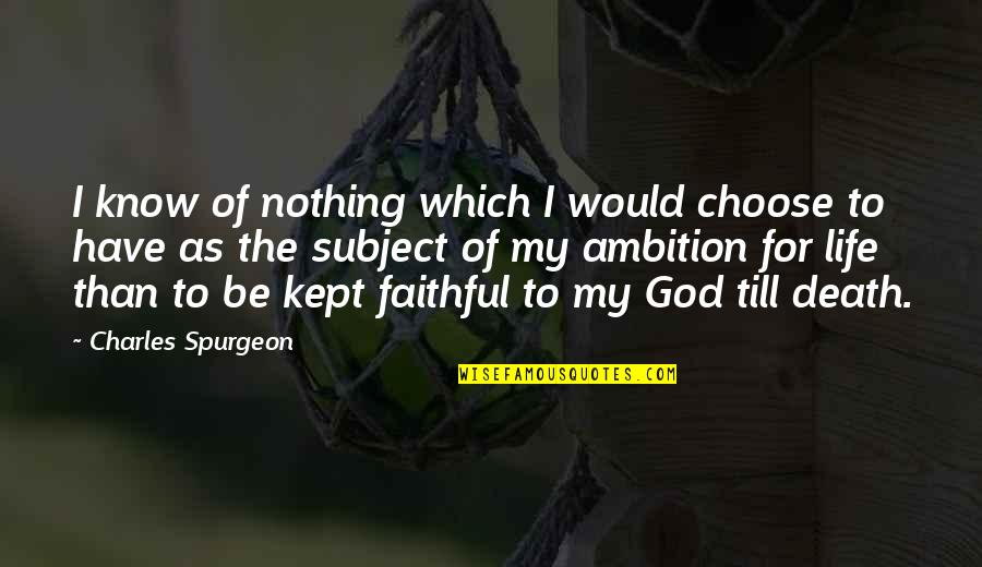 Faithful Life Quotes By Charles Spurgeon: I know of nothing which I would choose