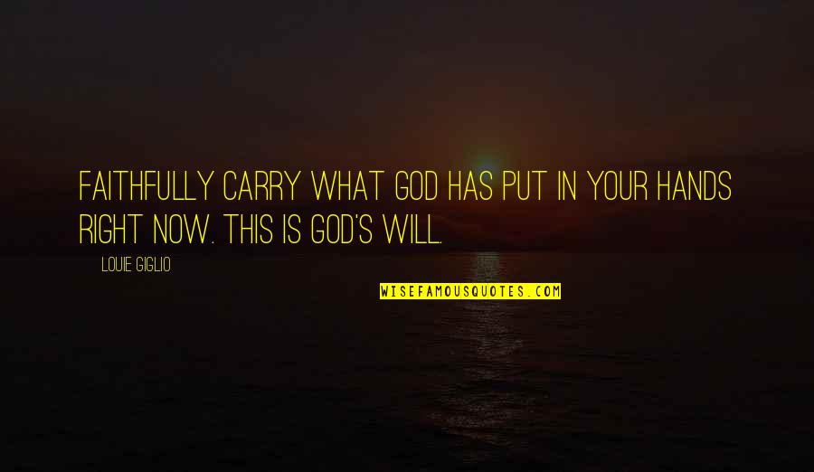 Faithfully Quotes By Louie Giglio: Faithfully carry what God has put in your