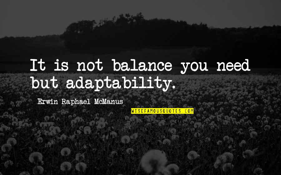 Faithfulnessm Quotes By Erwin Raphael McManus: It is not balance you need but adaptability.