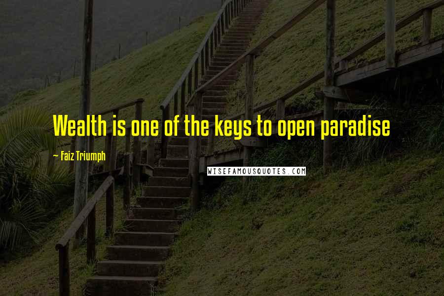 Faiz Triumph quotes: Wealth is one of the keys to open paradise