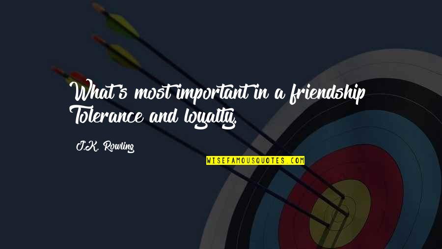 Faizon Love Friday Quotes By J.K. Rowling: What's most important in a friendship? Tolerance and