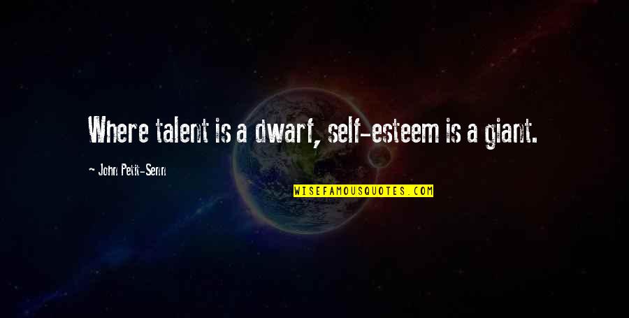 Fake Friends Gangster Quotes By John Petit-Senn: Where talent is a dwarf, self-esteem is a