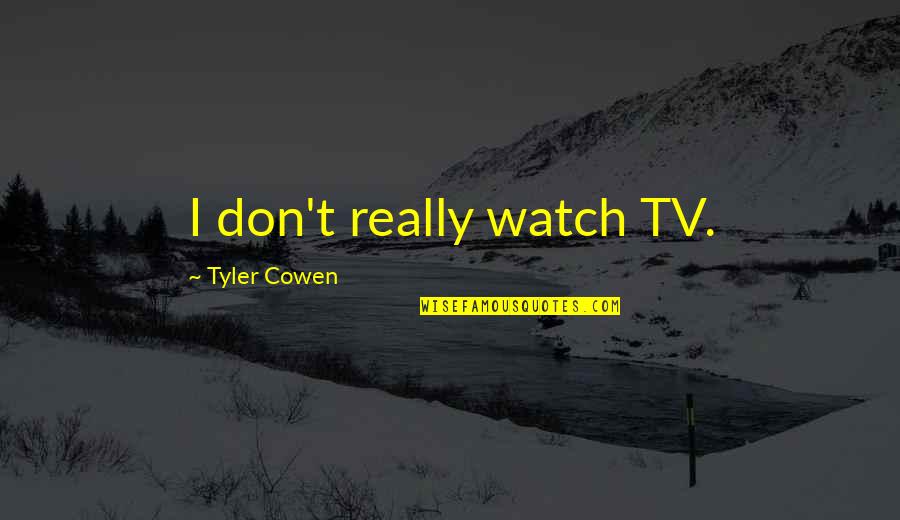 Fake Hopes Quotes By Tyler Cowen: I don't really watch TV.