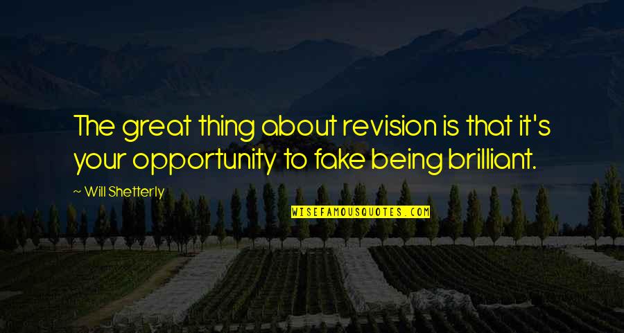 Fake Is Fake Quotes By Will Shetterly: The great thing about revision is that it's