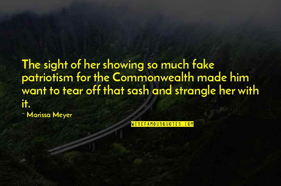 Fake Quotes By Marissa Meyer: The sight of her showing so much fake