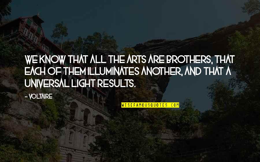 Fake Svu Quotes By Voltaire: We know that all the arts are brothers,