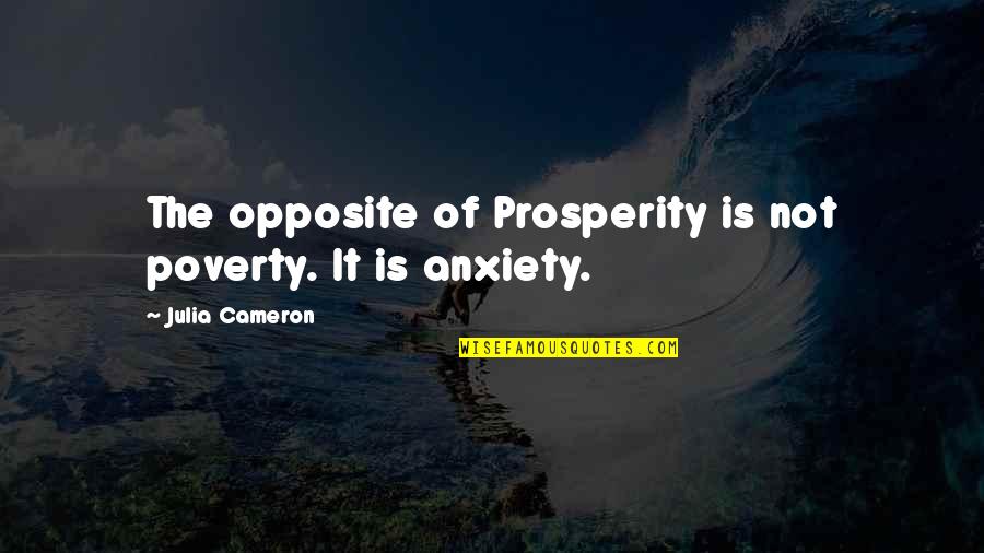 Faking Happiness Quotes By Julia Cameron: The opposite of Prosperity is not poverty. It
