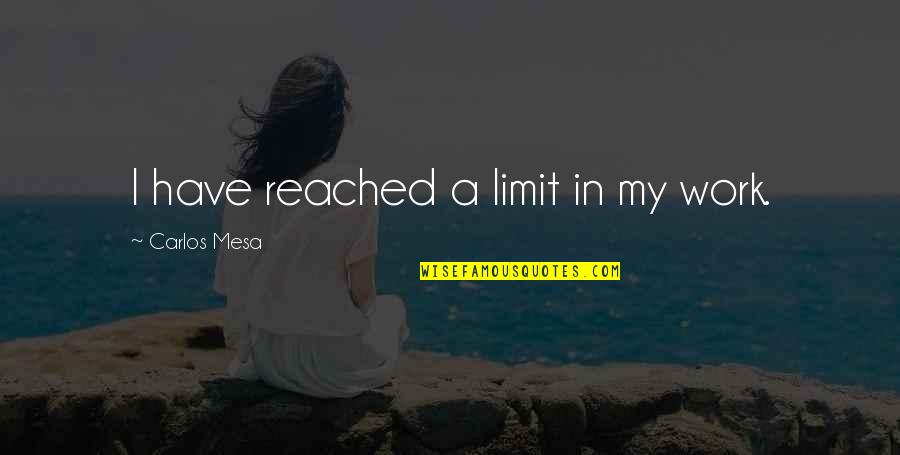 Faking Your Life Quotes By Carlos Mesa: I have reached a limit in my work. Faking Your Life Quotes By Carlos Mesa: I have reached a limit in my work.
