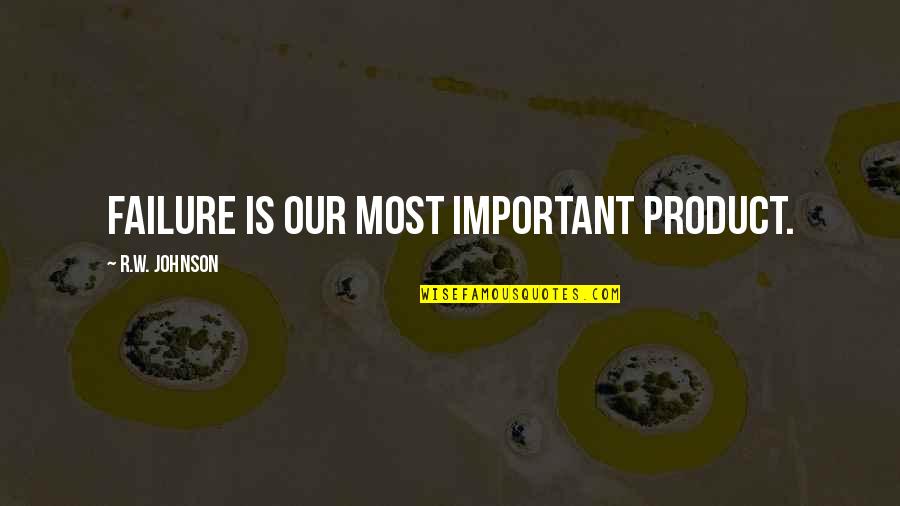 Falamine Quotes By R.W. Johnson: Failure is our most important product. Falamine Quotes By R.W. Johnson: Failure is our most important product.