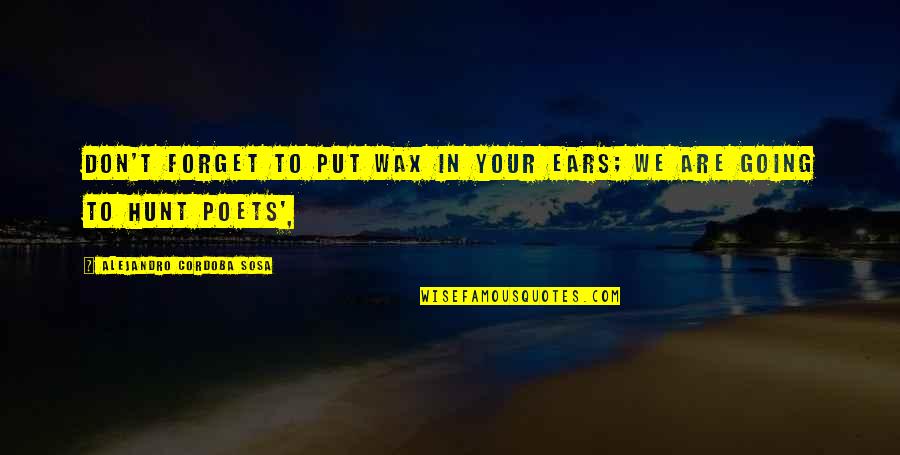 Falanges Quotes By Alejandro Cordoba Sosa: Don't forget to put wax in your ears; Falanges Quotes By Alejandro Cordoba Sosa: Don't forget to put wax in your ears;