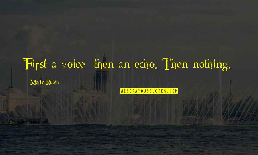 Falena Testa Quotes By Marty Rubin: First a voice; then an echo. Then nothing. Falena Testa Quotes By Marty Rubin: First a voice; then an echo. Then nothing.