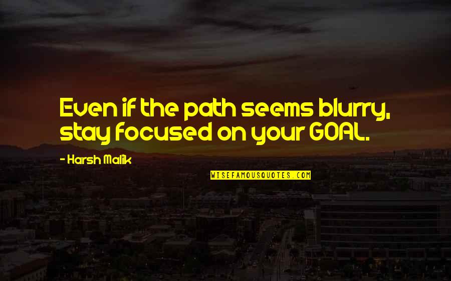 Faleron Quotes By Harsh Malik: Even if the path seems blurry, stay focused