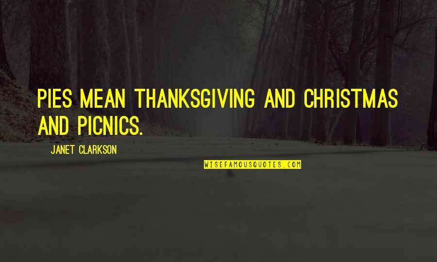 Fall And Winter Quotes By Janet Clarkson: Pies mean Thanksgiving and Christmas and picnics.