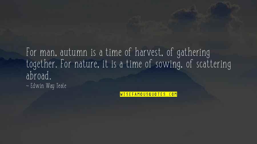 Fall Autumn Quotes By Edwin Way Teale: For man, autumn is a time of harvest,