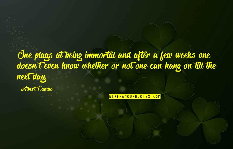 Fall Day Quotes By Albert Camus: One plays at being immortal and after a