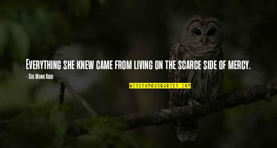 Fall Down Seven Times Stand Up Eight Quotes By Sue Monk Kidd: Everything she knew came from living on the