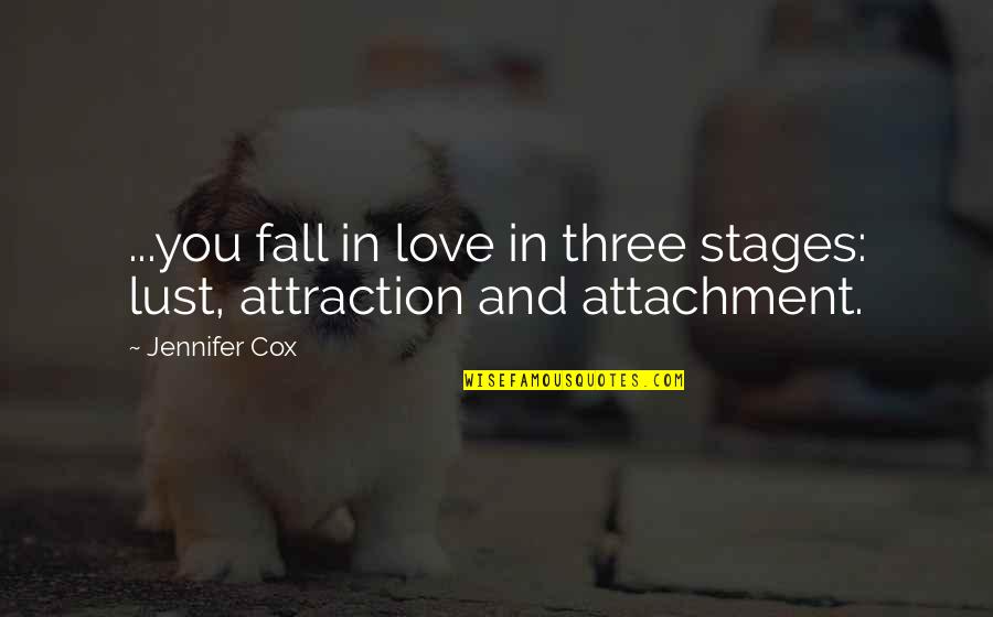 Fall Falling In Love Quotes By Jennifer Cox: ...you fall in love in three stages: lust,