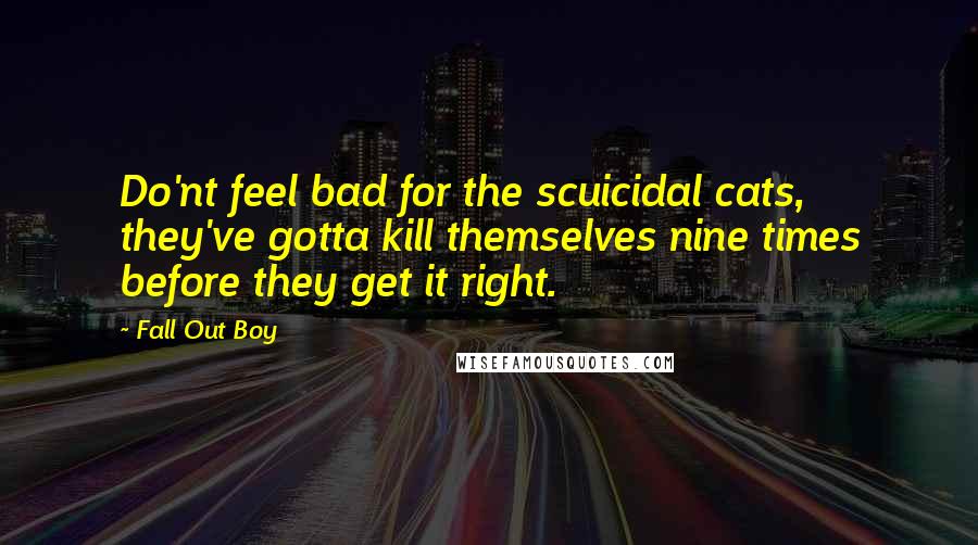 Fall Out Boy quotes: Do'nt feel bad for the scuicidal cats, they've gotta kill themselves nine times before they get it right.