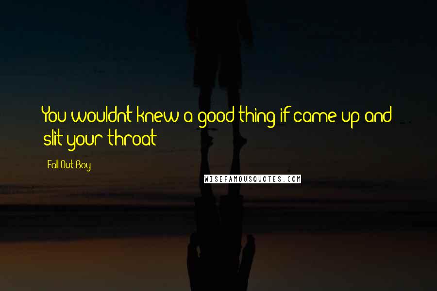 Fall Out Boy quotes: You wouldnt knew a good thing if came up and slit your throat!