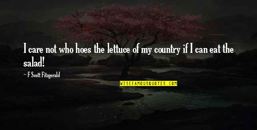 Falla Adinda Quotes By F Scott Fitzgerald: I care not who hoes the lettuce of Falla Adinda Quotes By F Scott Fitzgerald: I care not who hoes the lettuce of