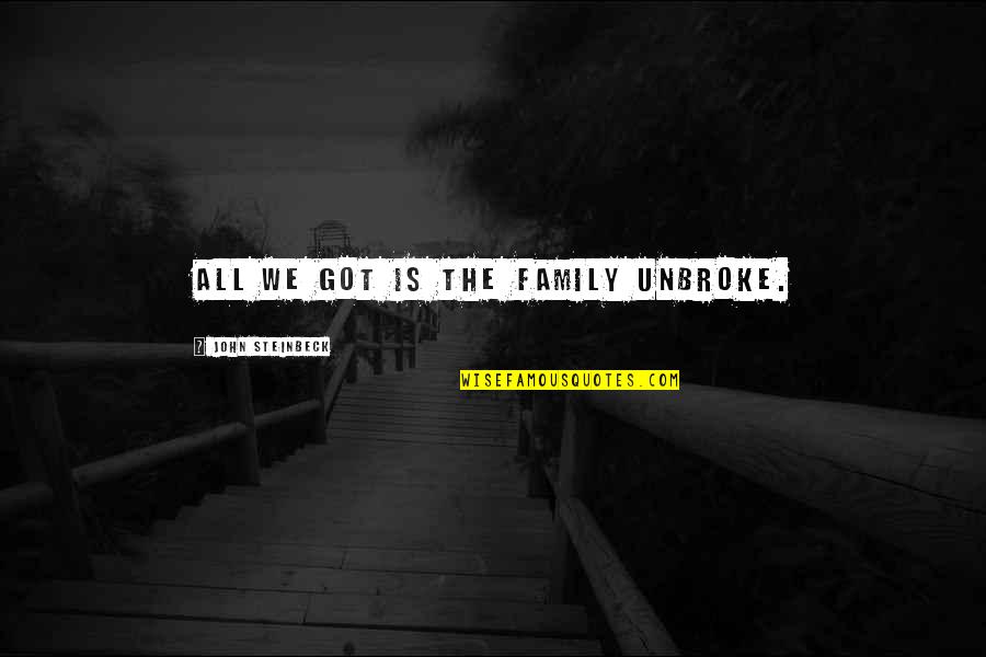 Fallah Ballah Quotes By John Steinbeck: All we got is the family unbroke. Fallah Ballah Quotes By John Steinbeck: All we got is the family unbroke.